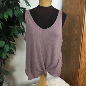 SO XL muted plum  double v neck tank top (knotted front can be undone)